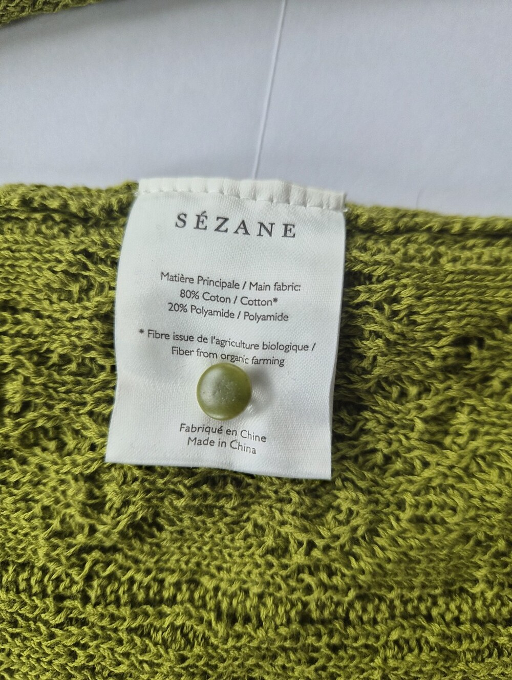 [Sezane] Alessandro Jumper in Green, Size S, Knit, Organic Cotton - Picture 11 of 13